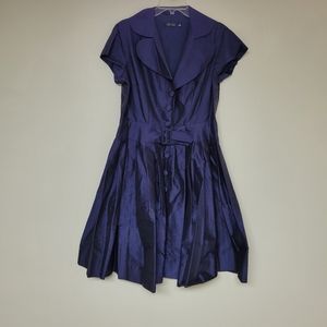 Teri Jon navy blue 60s inspired prom dress